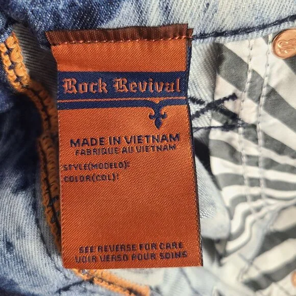 NEW Rock Revival Broddy Straight Distressed Denim Jeans Size 32x34 Blue